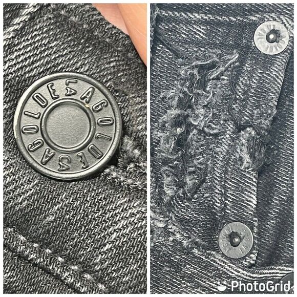 AGOLDE High Rise Black Jeans Crop Distressed Raw Hem Sophie Sz 25 Skinny Grunge - Picture 5 of 13